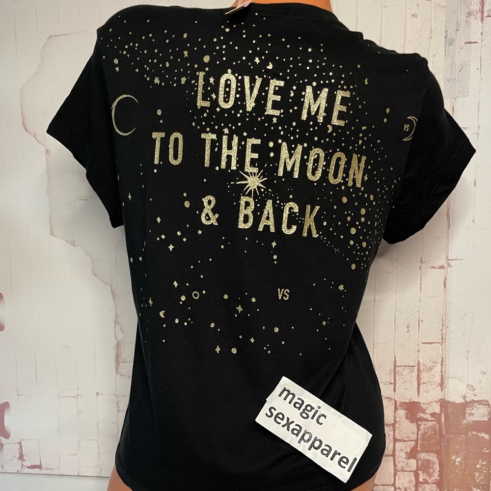 VS M FASHION SHOW GLITTER LOGO SPARKLE T-SHIRT SUPER SOFT MODAL
